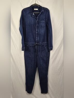 Abercrombie & Fitch Dark Wash Y2K Streetwear Minimalist Blue Denim Jumpsuit sz L